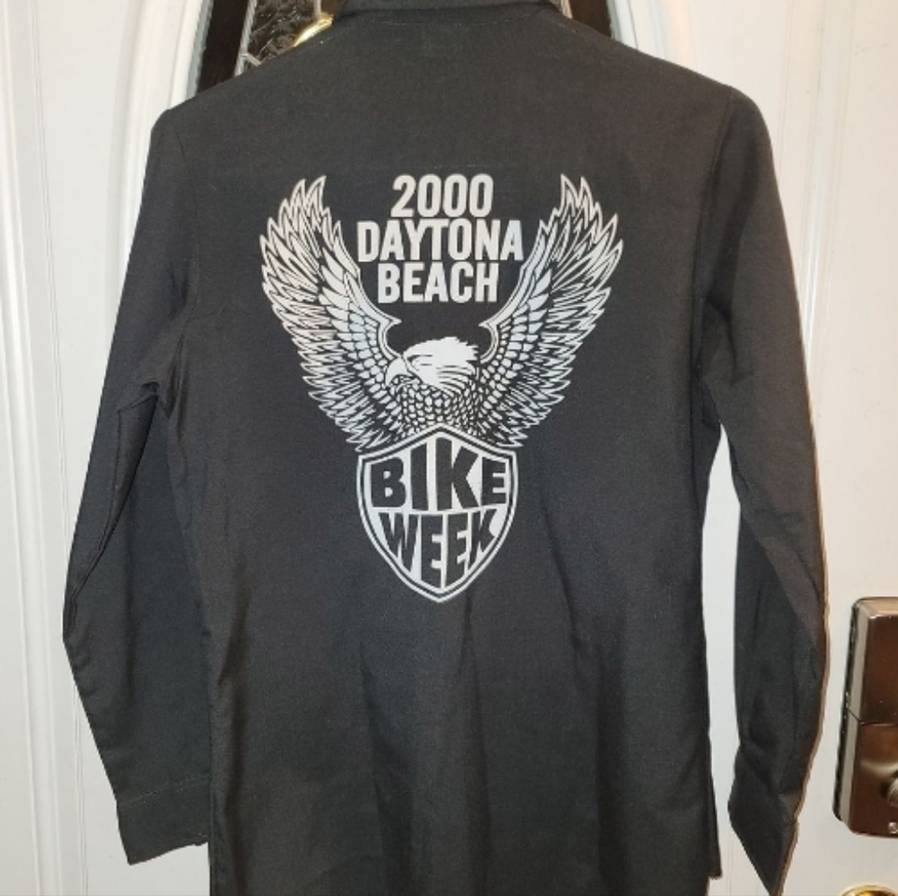 NWOT Creighton Daytona beach bike week 2000 button down shirt